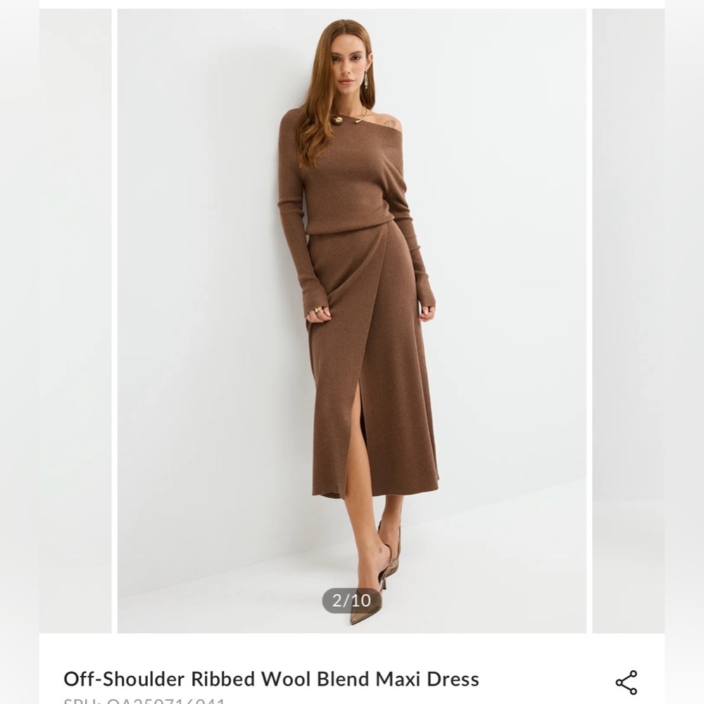 Commense Brown Off-Shoulder Sweater - Picture 2 of 7